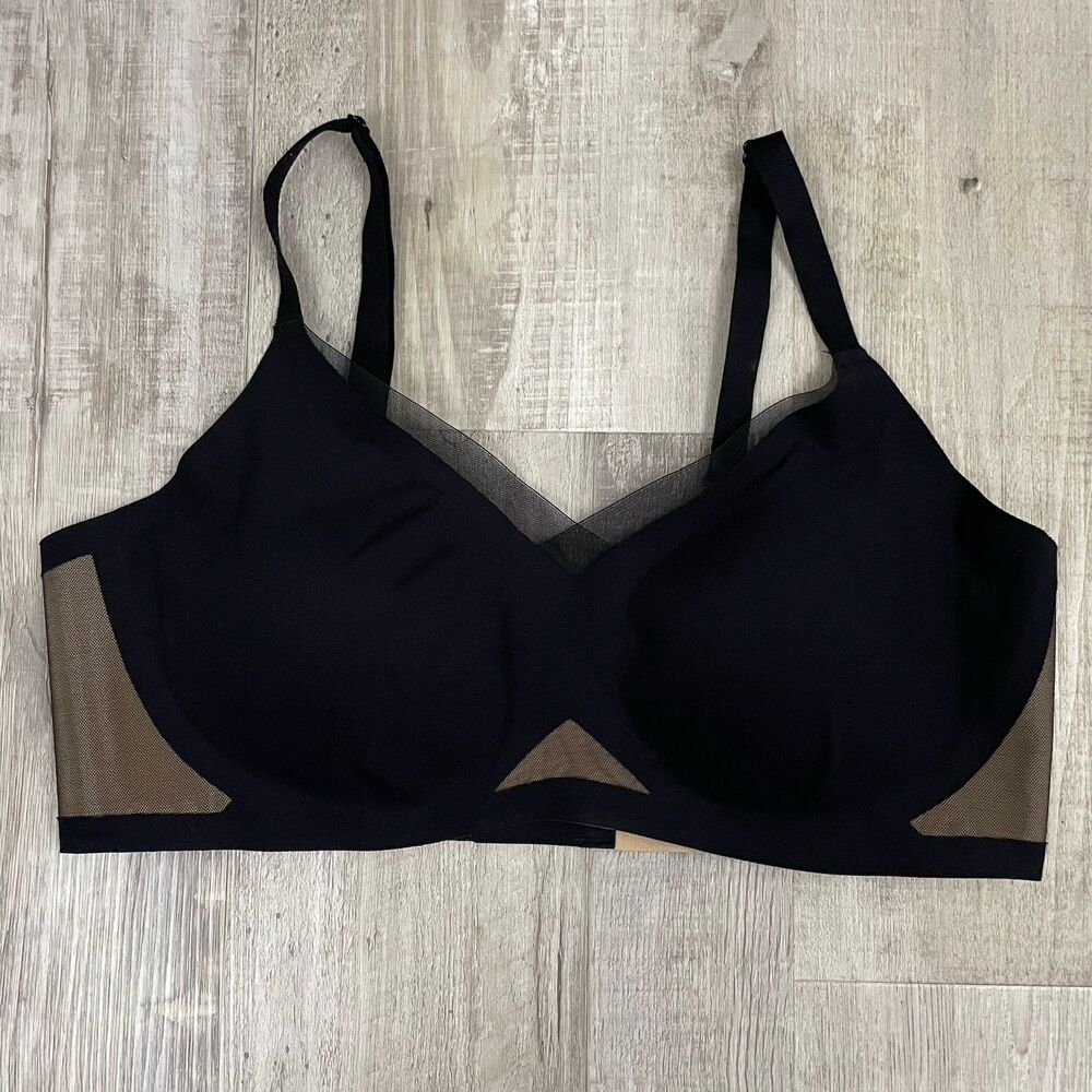 Honeylove Womens L Black Crossover Bra Removeable Pads
